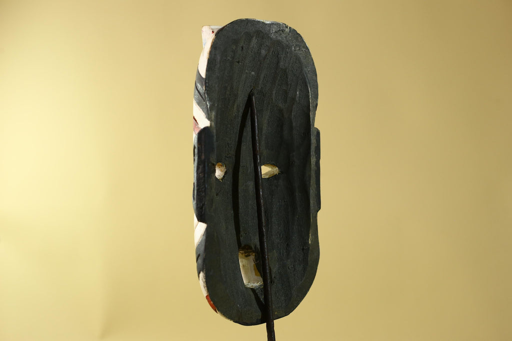 African Tribal Wall Art Kifwebe Mask, Songye Congo Striped Carved Wood-G6206