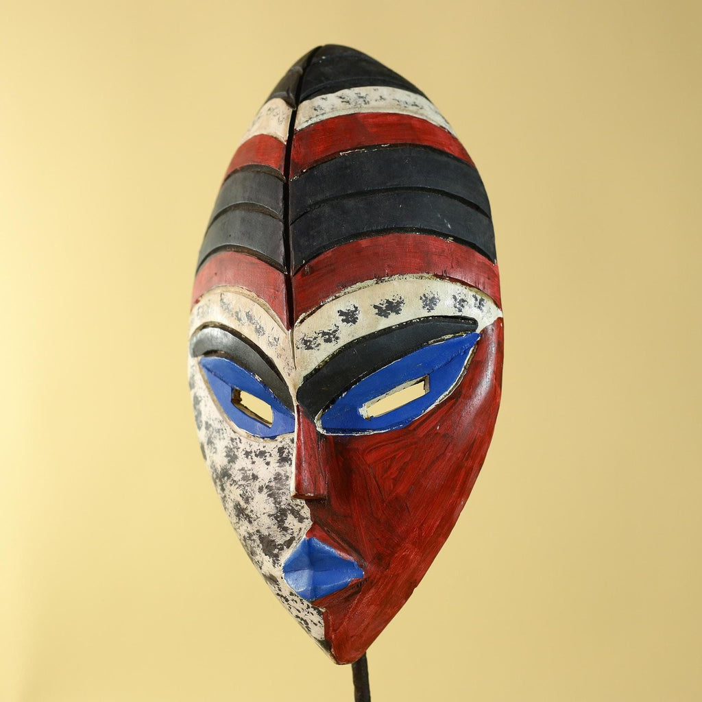 Hand Carved African Face Mask – Painted Wooden Tribal Wall Mask-G6207