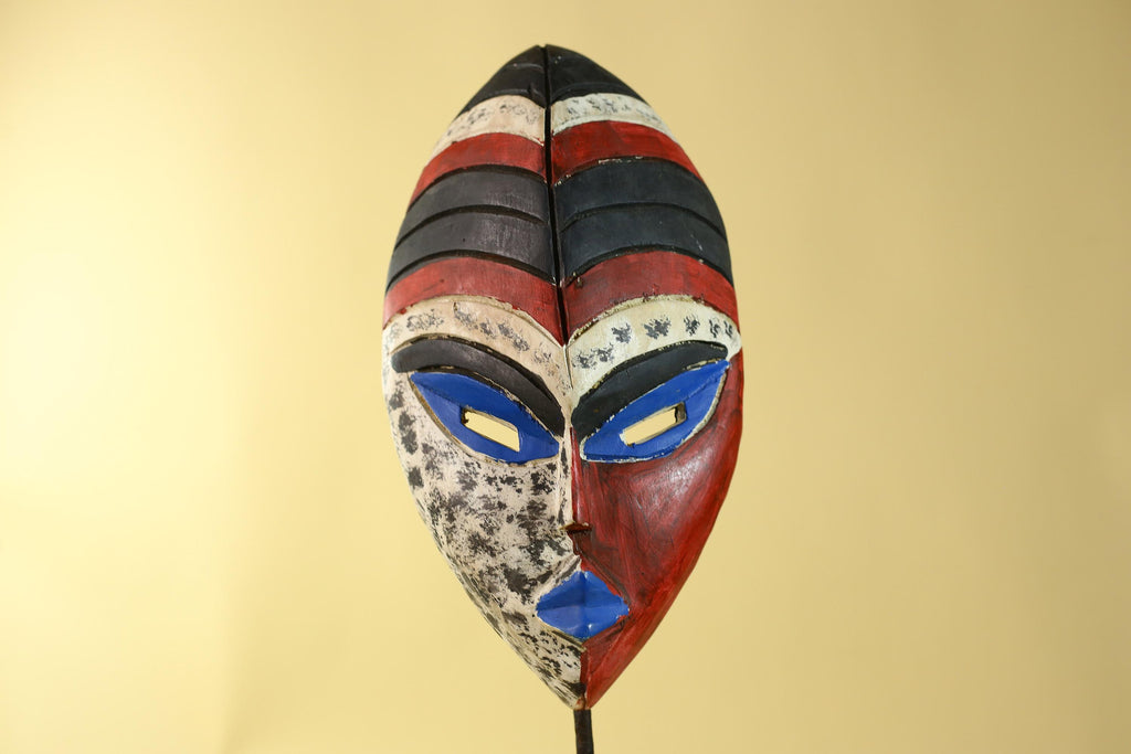 Hand Carved African Face Mask – Painted Wooden Tribal Wall Mask-G6207