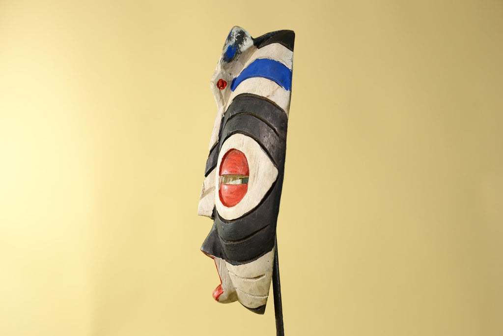 Hand Carved African Face Mask – Painted Wooden Tribal Wall Mask-G6208