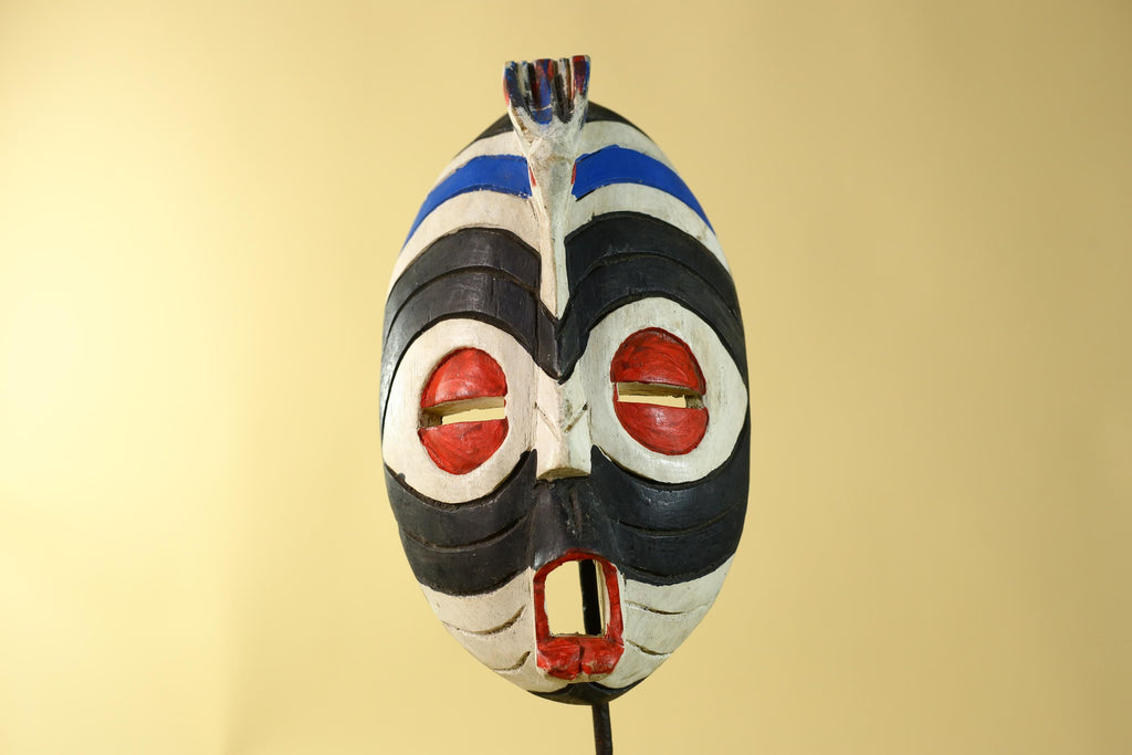 Hand Carved African Face Mask – Painted Wooden Tribal Wall Mask-G6208