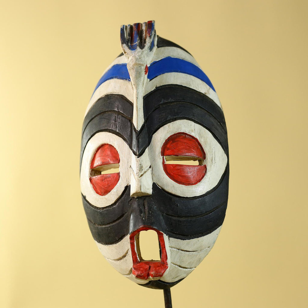 Hand Carved African Face Mask – Painted Wooden Tribal Wall Mask-G6208