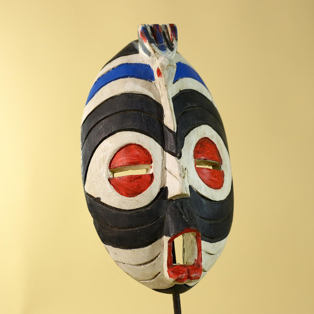 Hand Carved African Face Mask – Painted Wooden Tribal Wall Mask-G6208