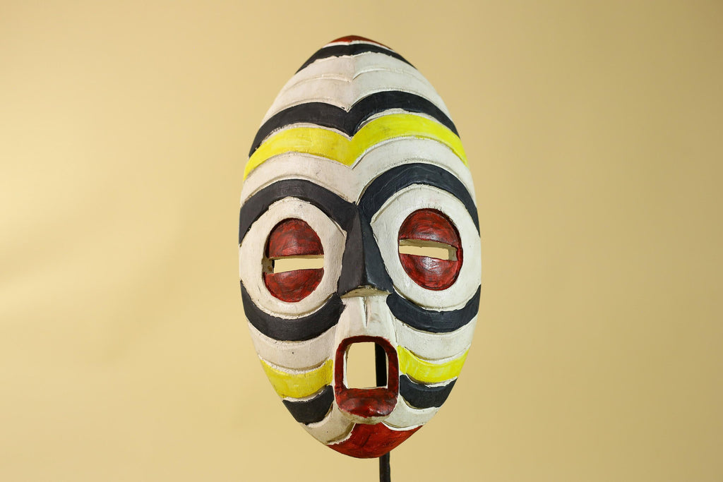 African Tribal Wall Mask – Hand Carved Painted Wood Face Mask-G6209