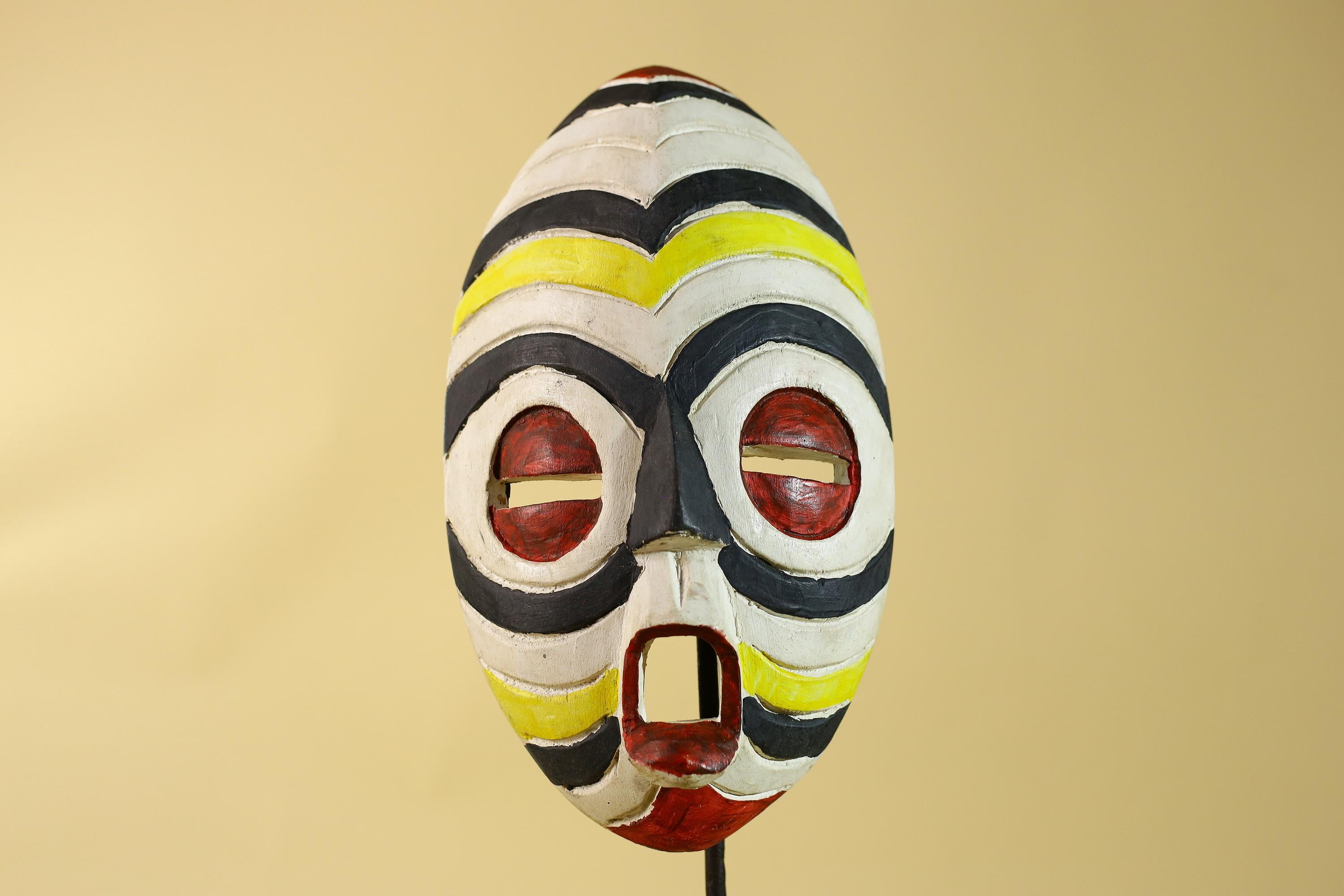 African Tribal Wall Mask – Hand Carved Painted Wood Face Mask-G6209