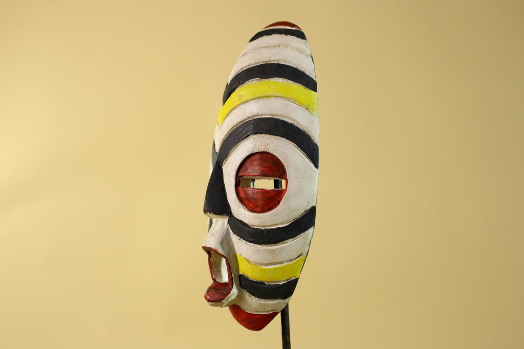 African Tribal Wall Mask – Hand Carved Painted Wood Face Mask-G6209