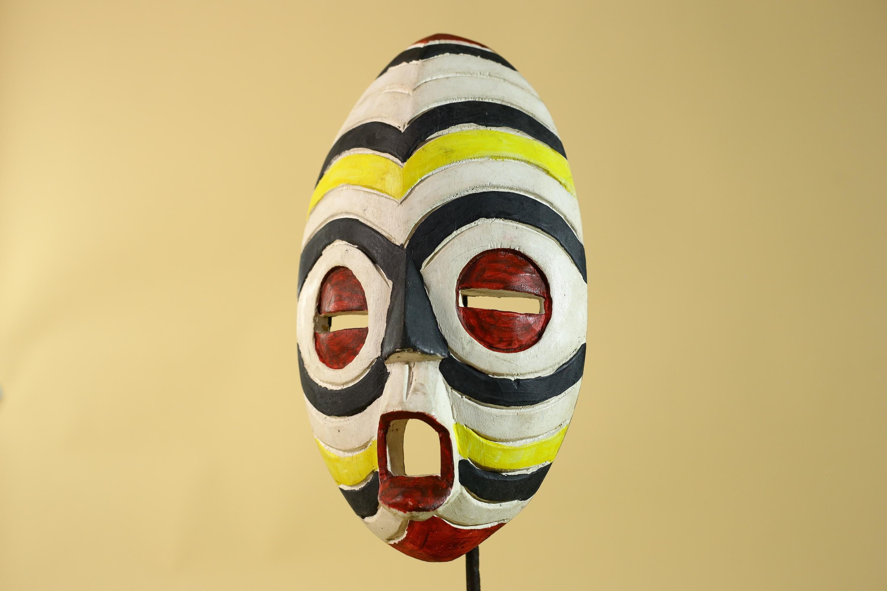 African Tribal Wall Mask – Hand Carved Painted Wood Face Mask-G6209