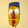 African Tribal Wall Mask, Hand Carved Painted Wooden Face Mask Art-G6211
