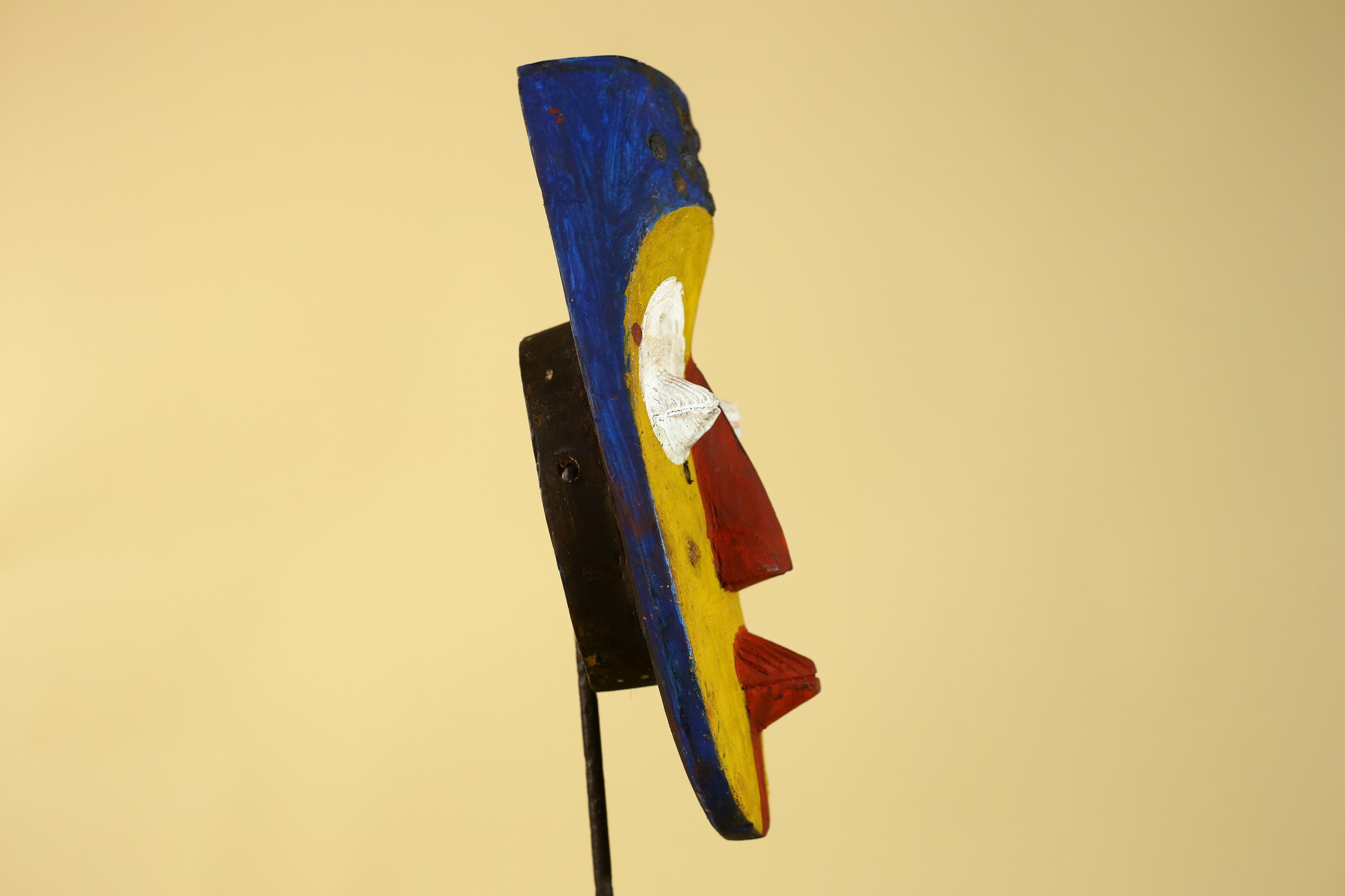 African Tribal Wall Mask, Hand Carved Painted Wooden Face Mask Art-G6211