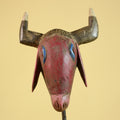 African Horned Animal Mask- Wooden Tribal Antelope Wall Art-G6213