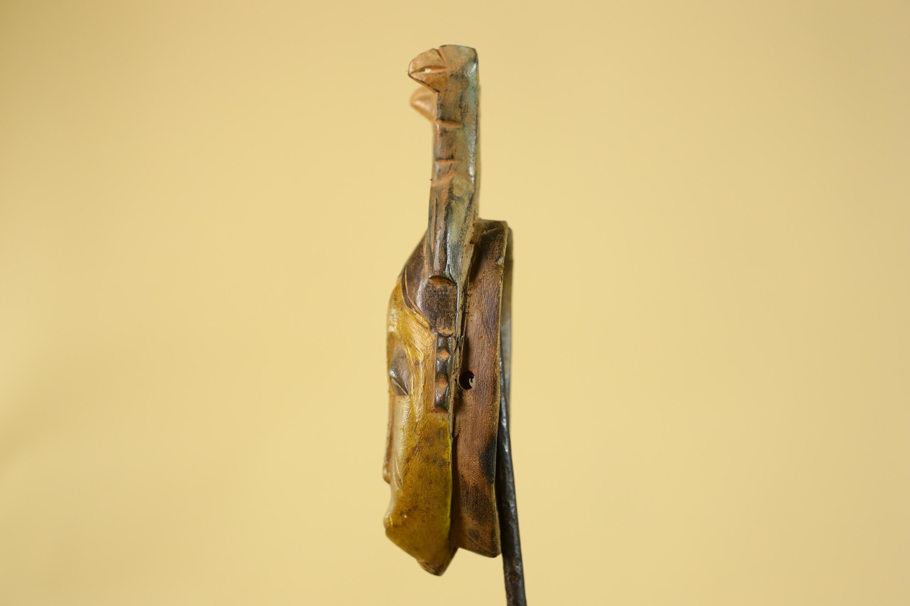 African Baule Horned Mask Wood Carving – West African Tribal Ritual Art-G6214