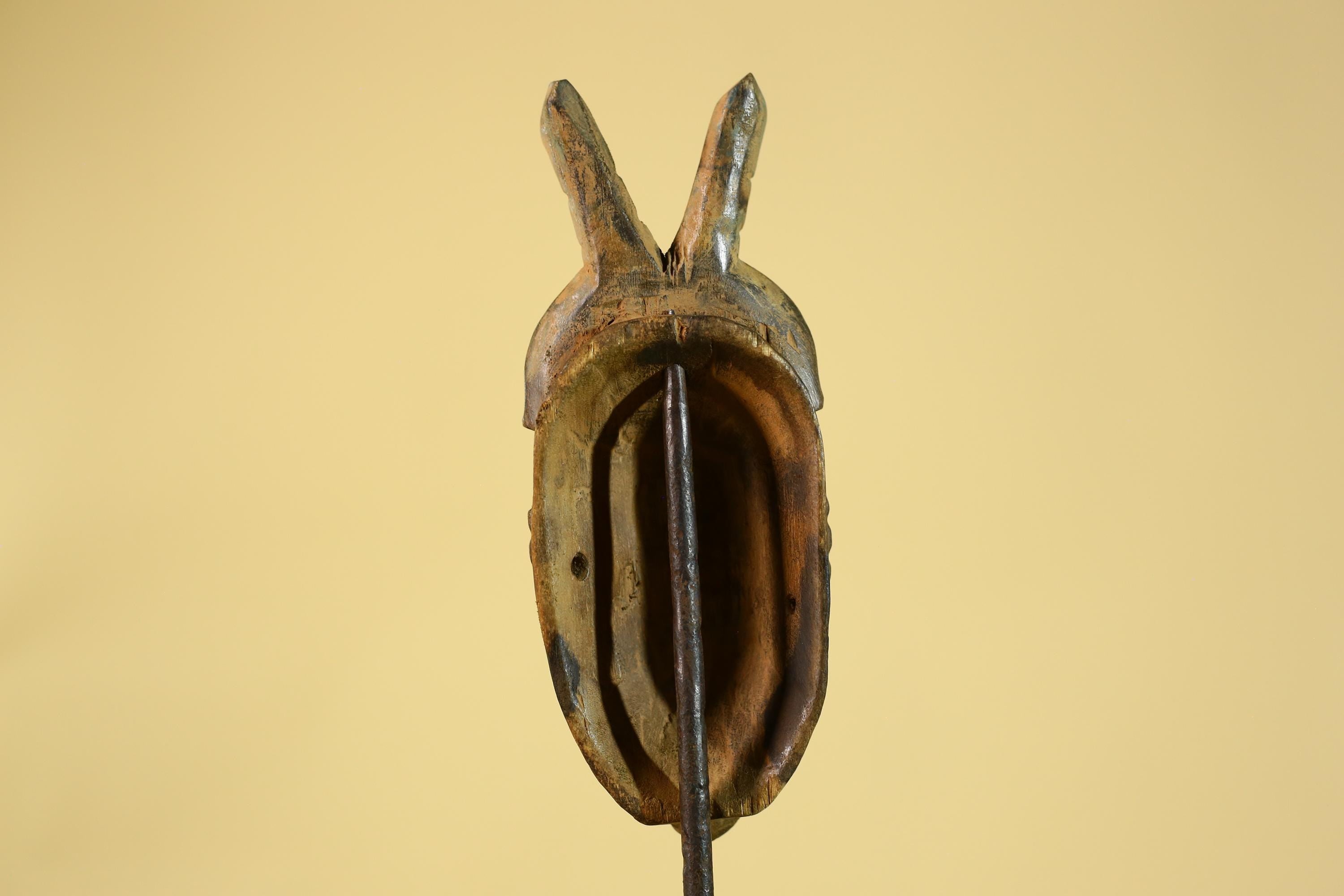 African Baule Horned Mask Wood Carving – West African Tribal Ritual Art-G6214