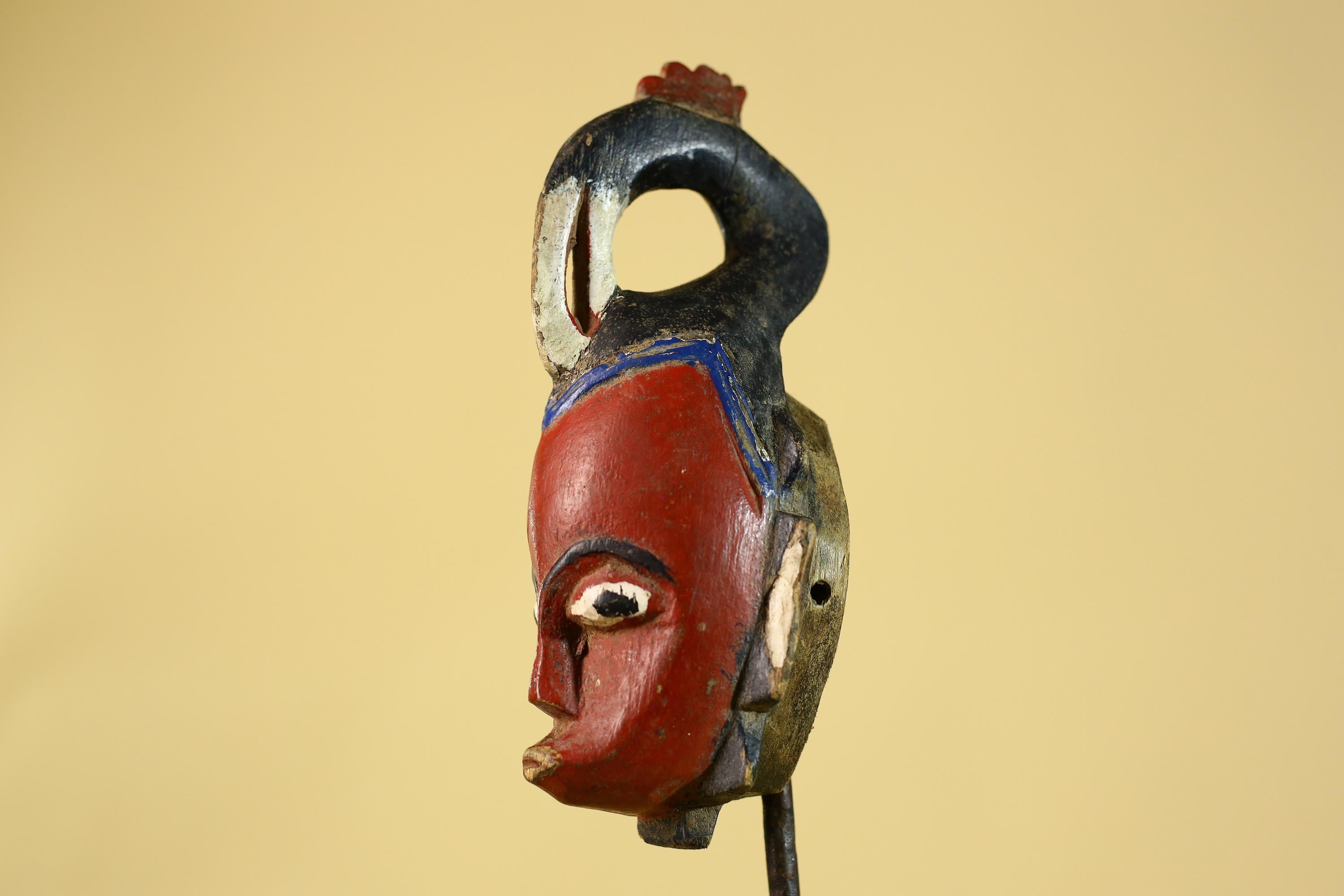 Baule Goli Kpan Portrait Mask, African Mask Wall Art, Vintage Wood Decor-G6215