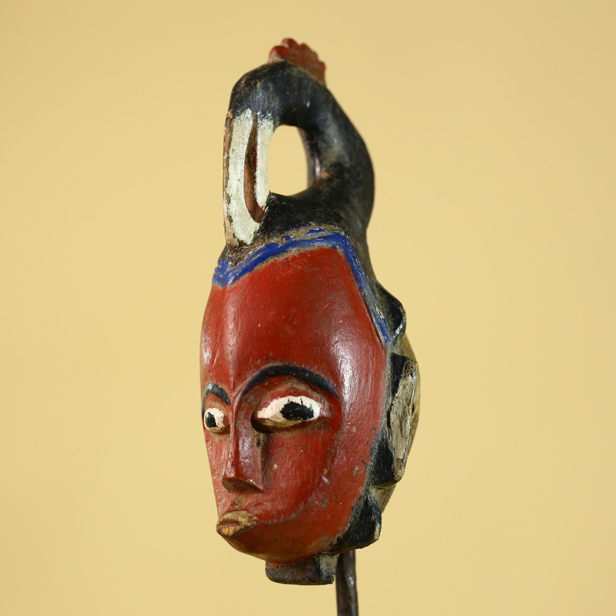 Baule Goli Kpan Portrait Mask, African Mask Wall Art, Vintage Wood Decor-G6215