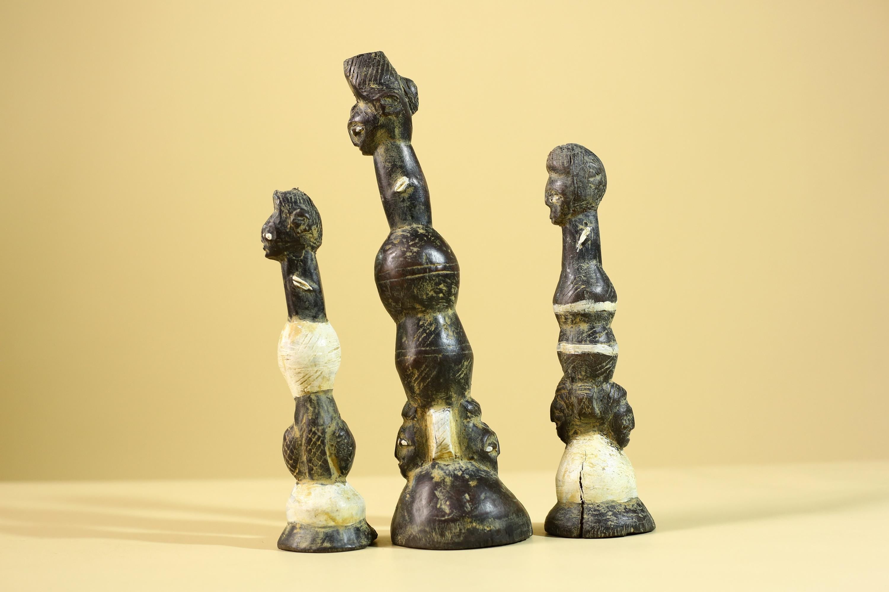 African Art Baule Figures Set – Handmade Wooden African Ancestral Doll-G6216
