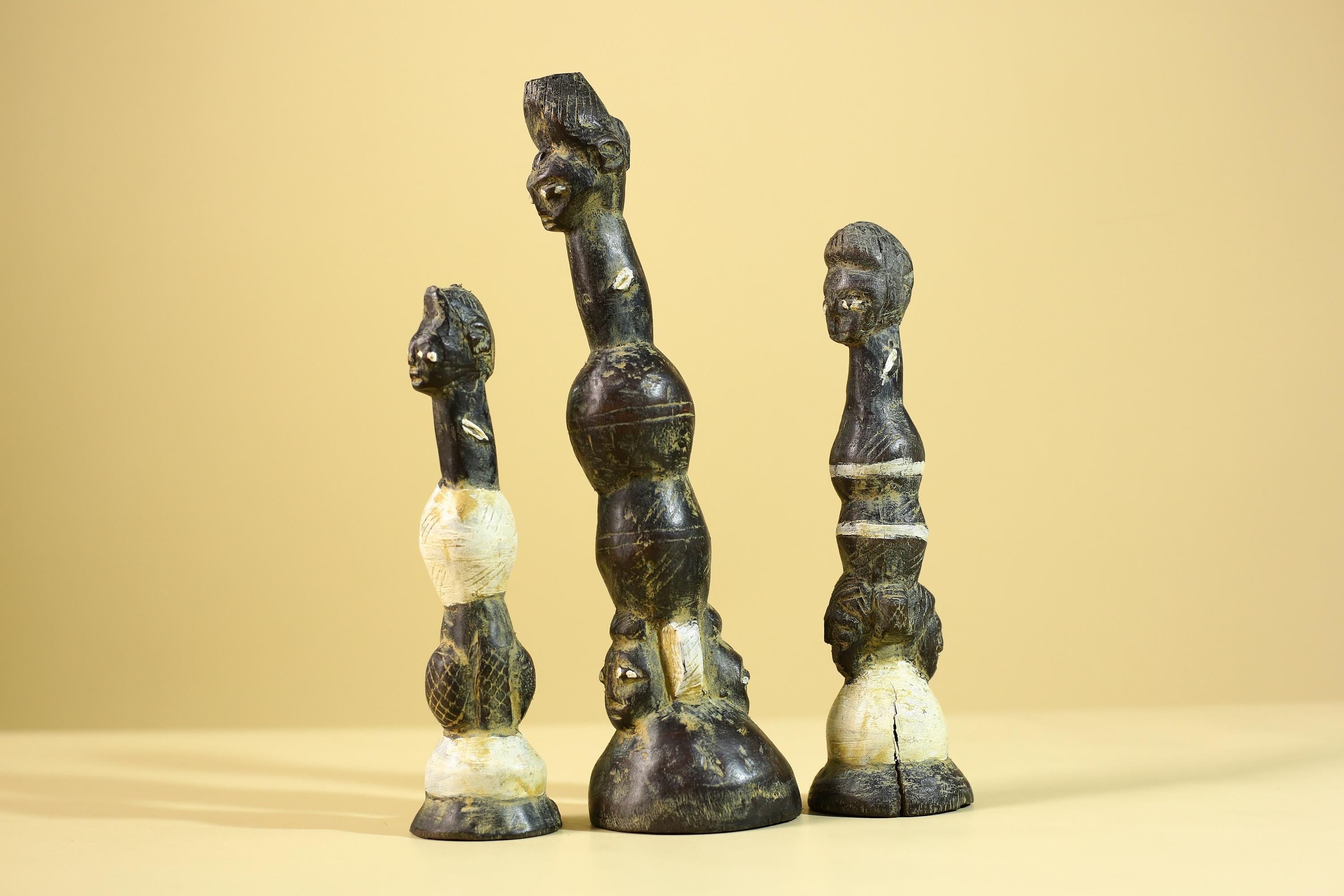 African Art Baule Figures Set – Handmade Wooden African Ancestral Doll-G6216