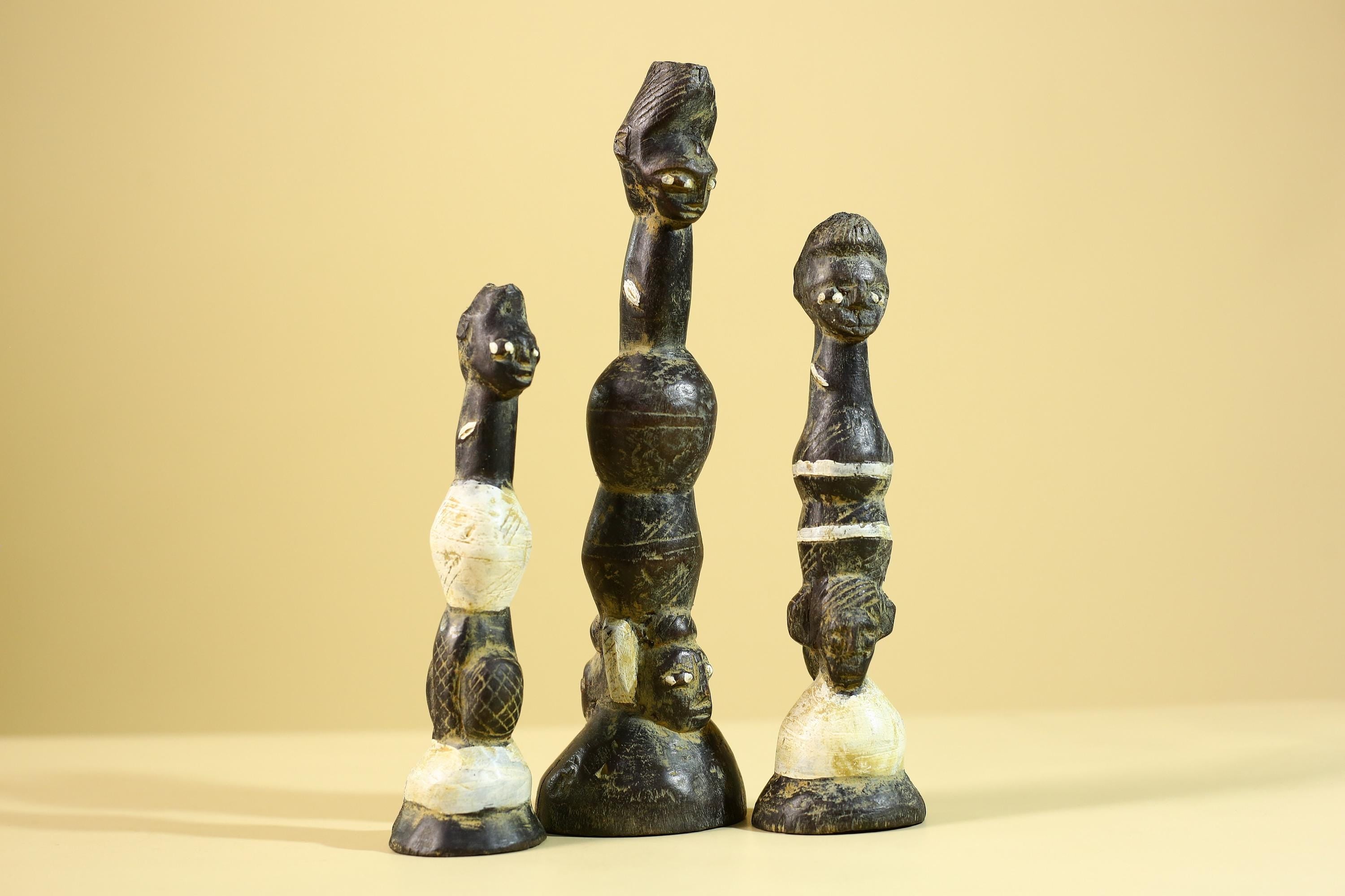 African Art Baule Figures Set – Handmade Wooden African Ancestral Doll-G6216