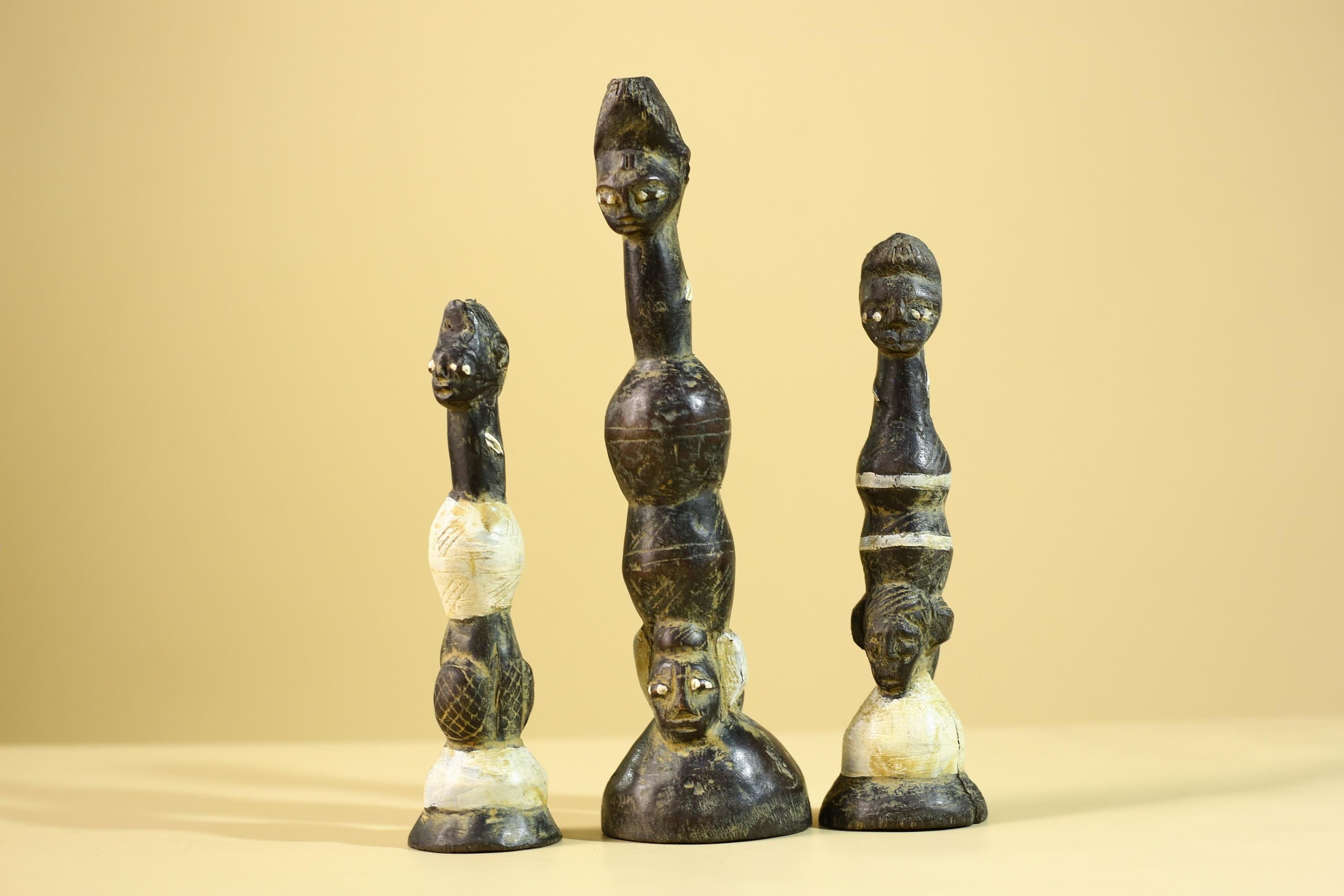 African Art Baule Figures Set – Handmade Wooden African Ancestral Doll-G6216
