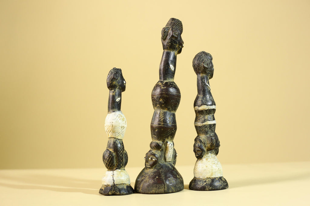 African Art Baule Figures Set – Handmade Wooden African Ancestral Doll-G6216
