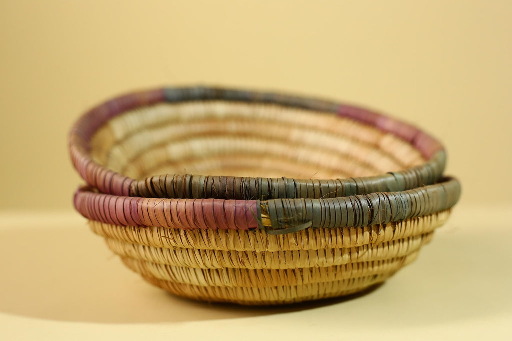 African Handwoven Basket with Lid – Tribal Woven Storage Basket Decor-G6218