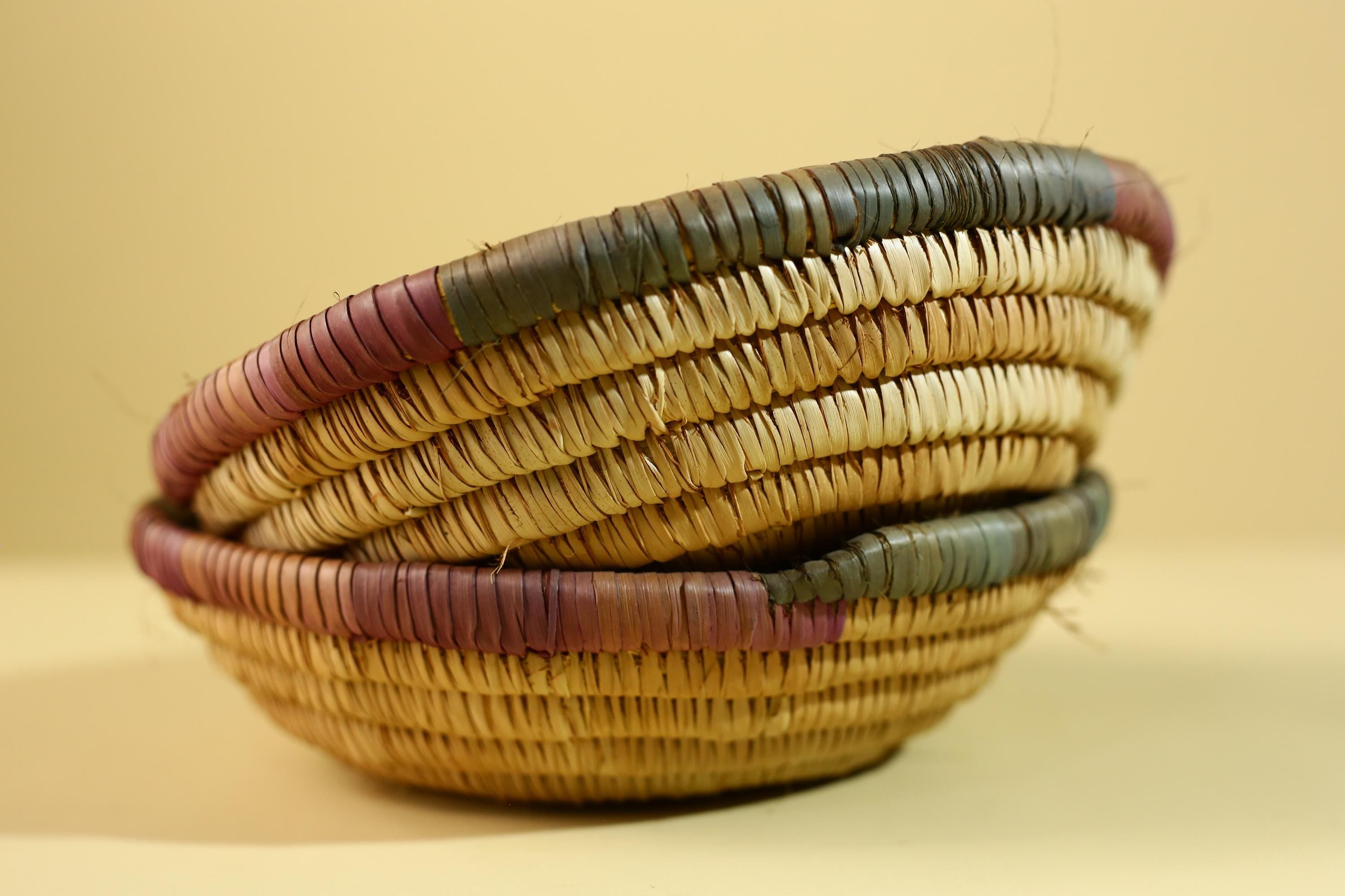 African Handwoven Basket with Lid – Tribal Woven Storage Basket Decor-G6218