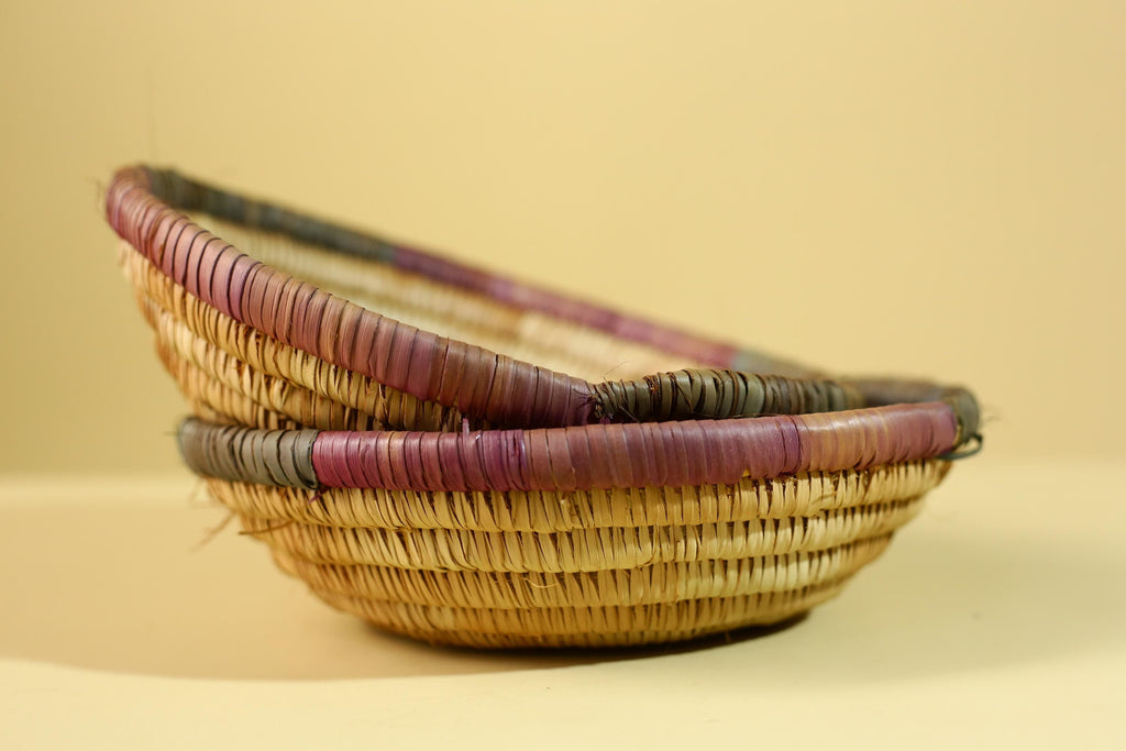 African Handwoven Basket with Lid – Tribal Woven Storage Basket Decor-G6218