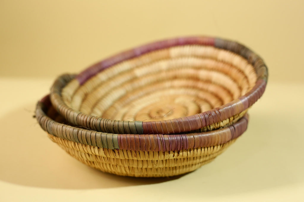 African Handwoven Basket with Lid – Tribal Woven Storage Basket Decor-G6218