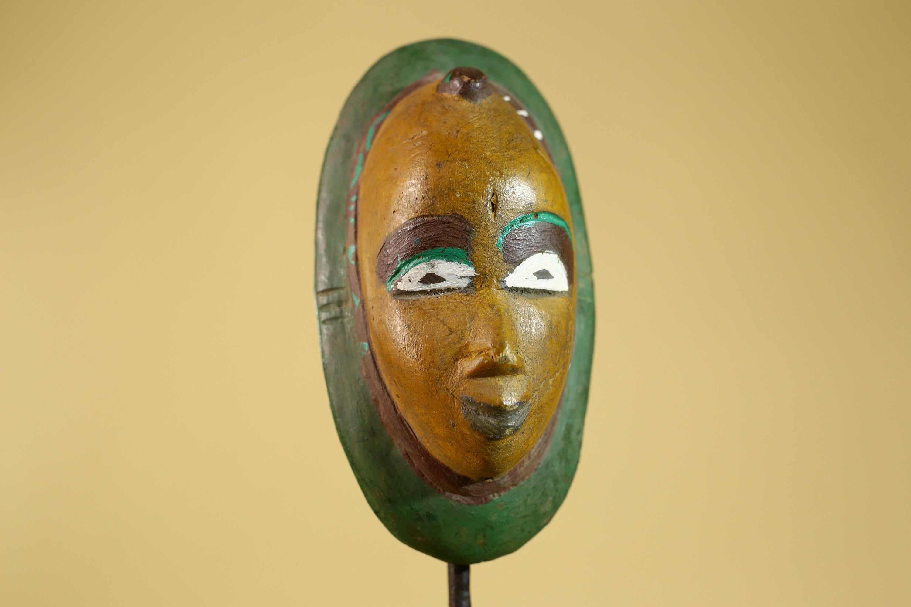 African Tribal Mask Hand Carved Wood Painted Vintage Ethnic Wall Art-G6295