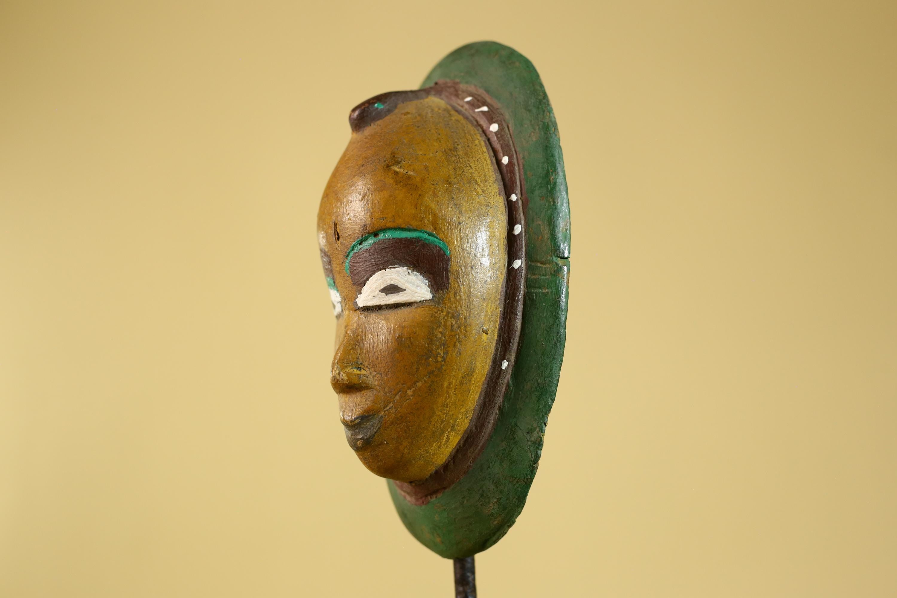 African Tribal Mask Hand Carved Wood Painted Vintage Ethnic Wall Art-G6295