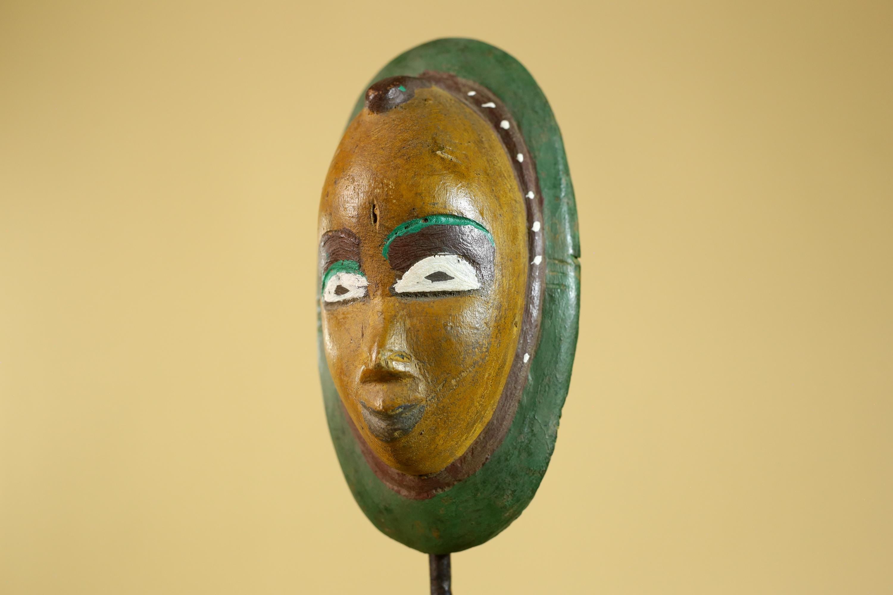 African Tribal Mask Hand Carved Wood Painted Vintage Ethnic Wall Art-G6295