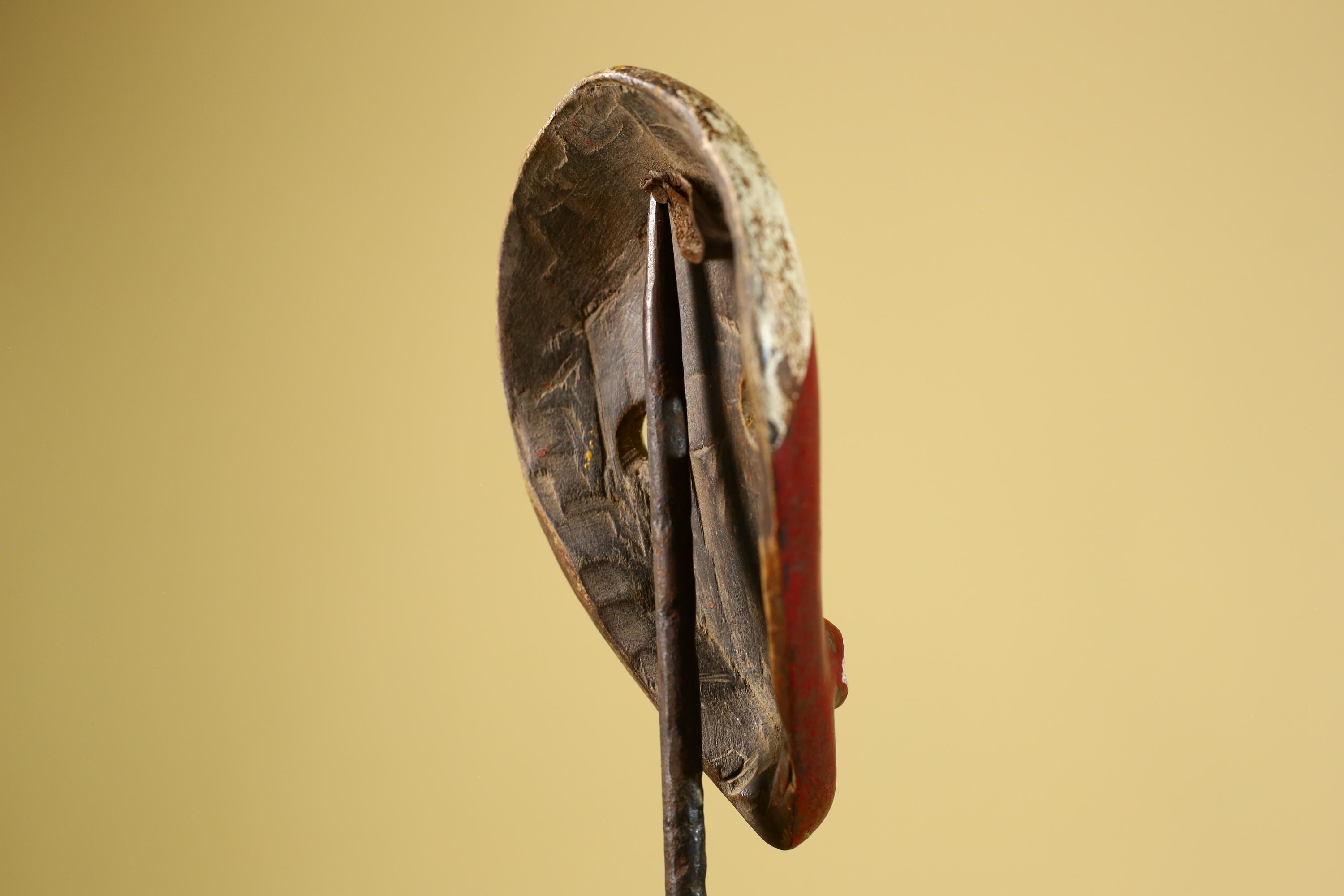 Hand Carved African Dan Mask, Red Tribal Face Mask, Wall Art Decor-G6221