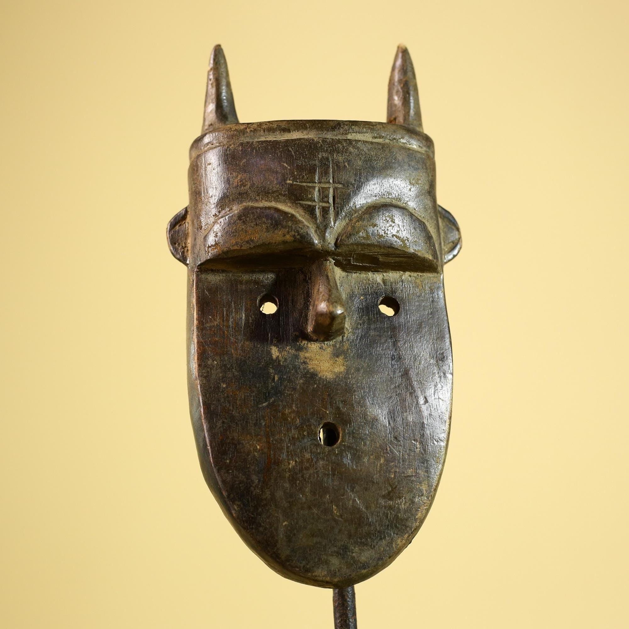 Dan Horned Mask | Hand Carved African Tribal Wood Mask-G6223