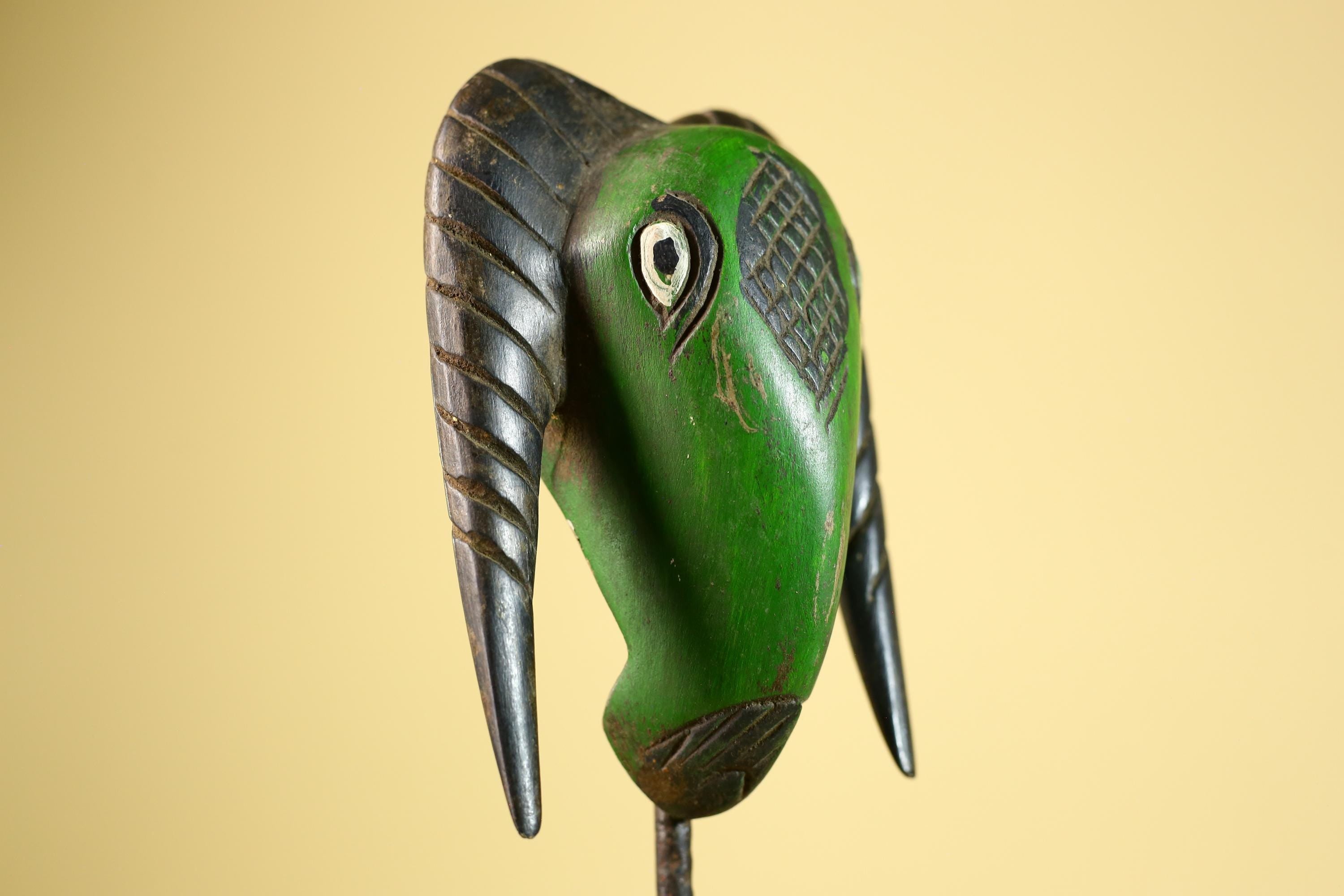 African Antelope Mask- Hand Carved Wooden Tribal Art Wall Decor-G6225