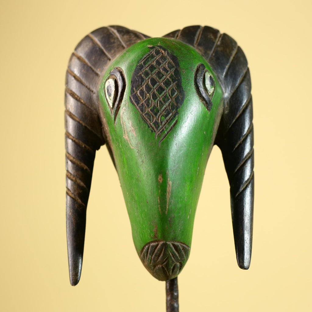 African Antelope Mask- Hand Carved Wooden Tribal Art Wall Decor-G6225