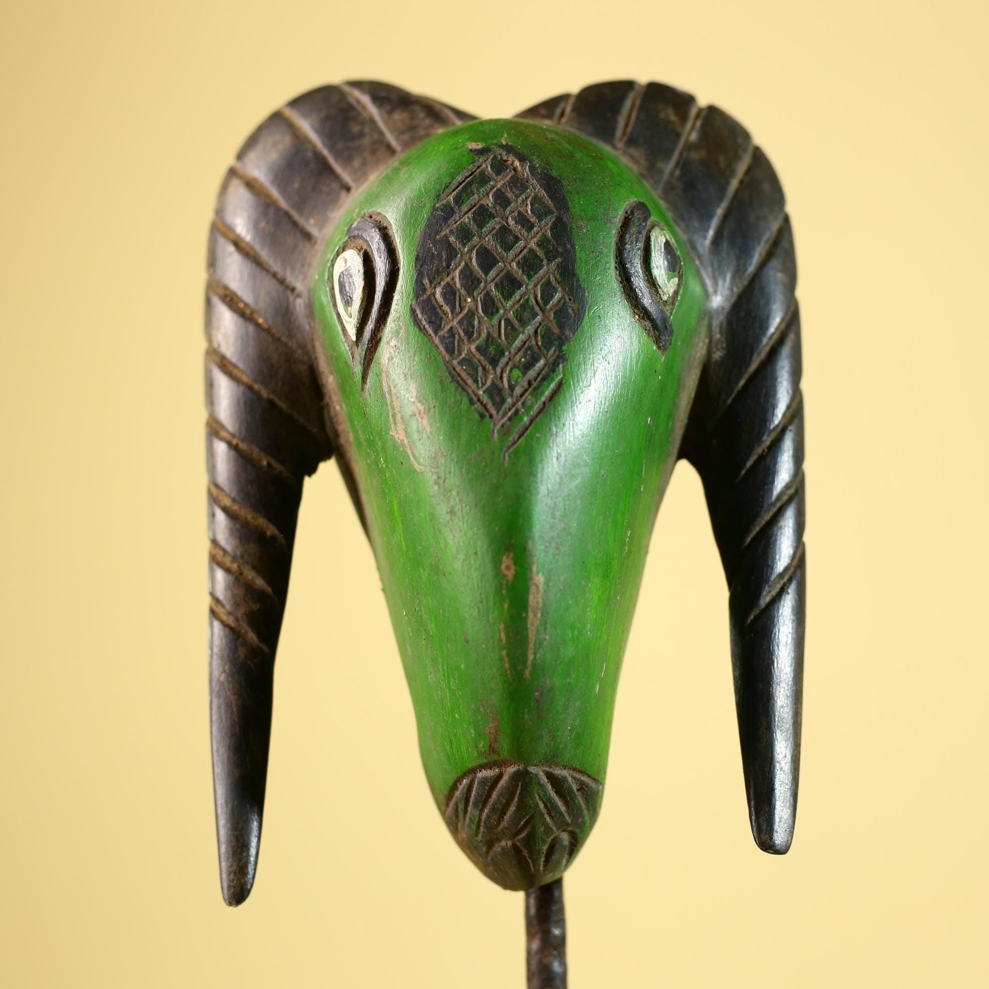 African Antelope Mask- Hand Carved Wooden Tribal Art Wall Decor-G6225