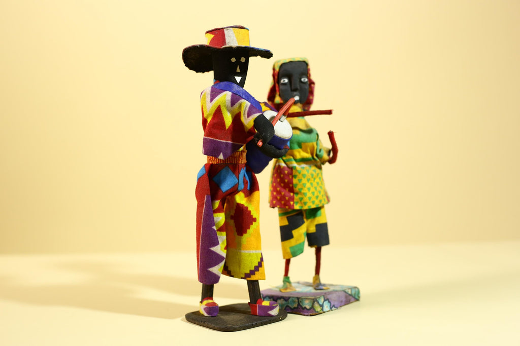 rican Musician Figurines Handcrafted Folk Art Decorative Pair-G6226