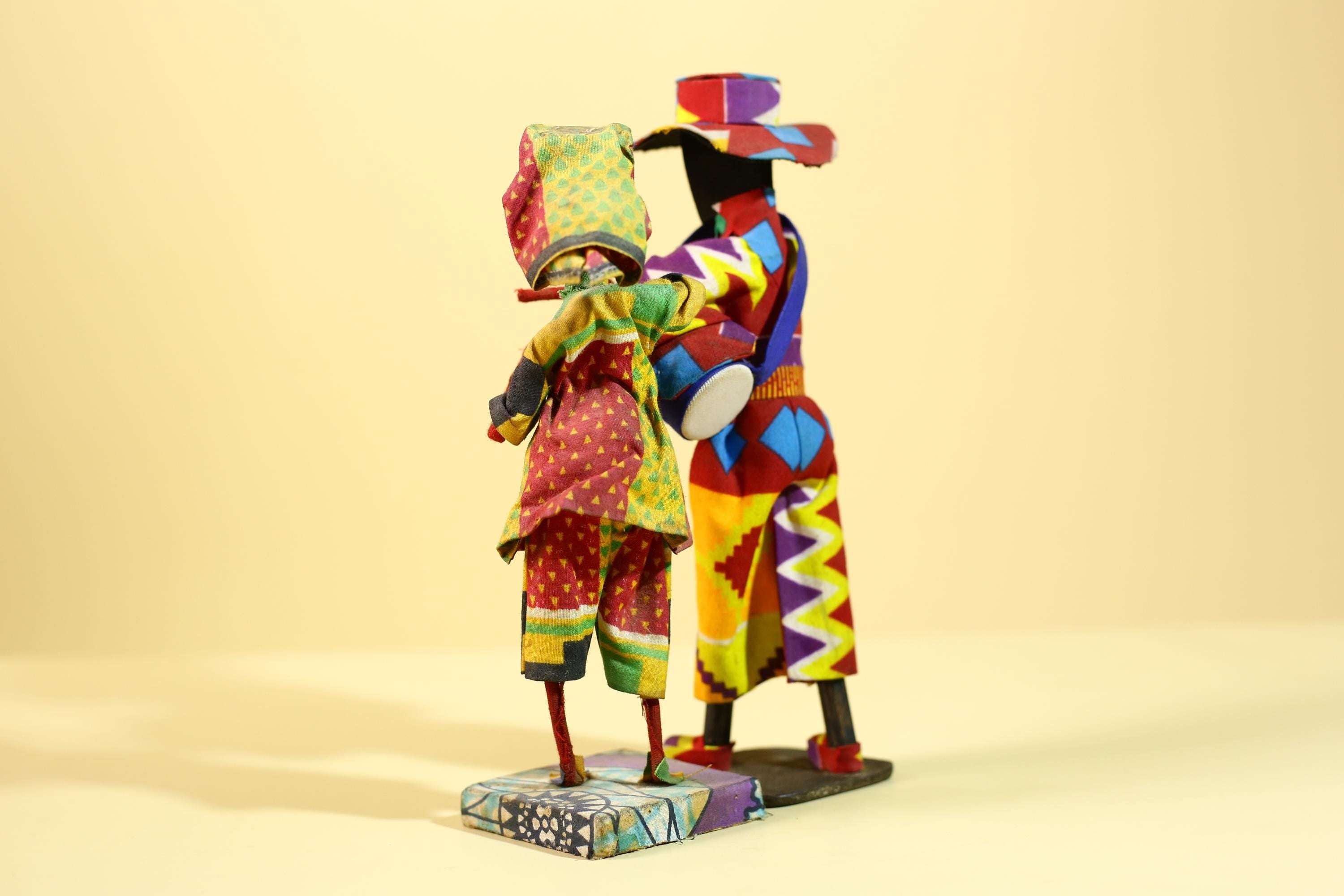rican Musician Figurines Handcrafted Folk Art Decorative Pair-G6226