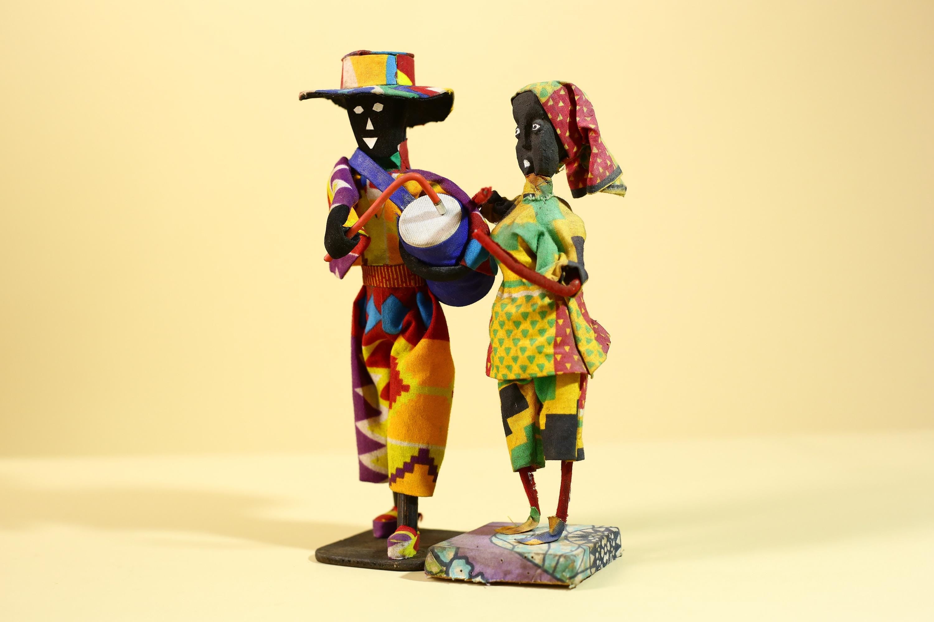 rican Musician Figurines Handcrafted Folk Art Decorative Pair-G6226