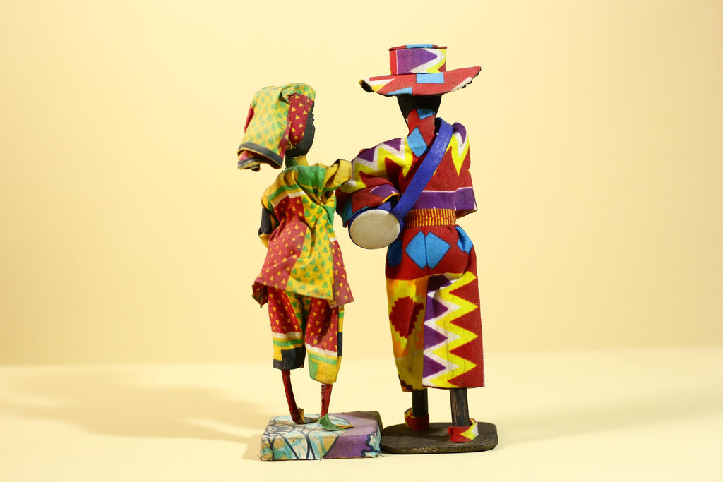 rican Musician Figurines Handcrafted Folk Art Decorative Pair-G6226