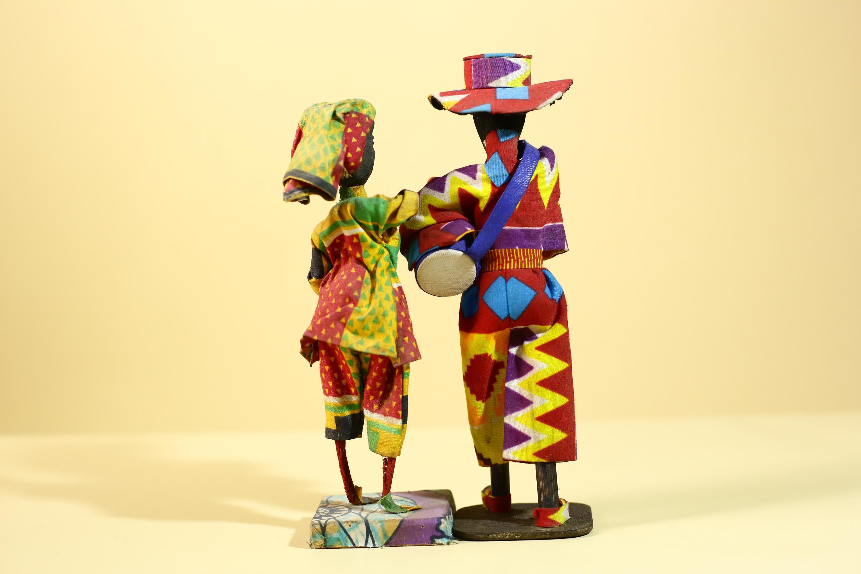 rican Musician Figurines Handcrafted Folk Art Decorative Pair-G6226