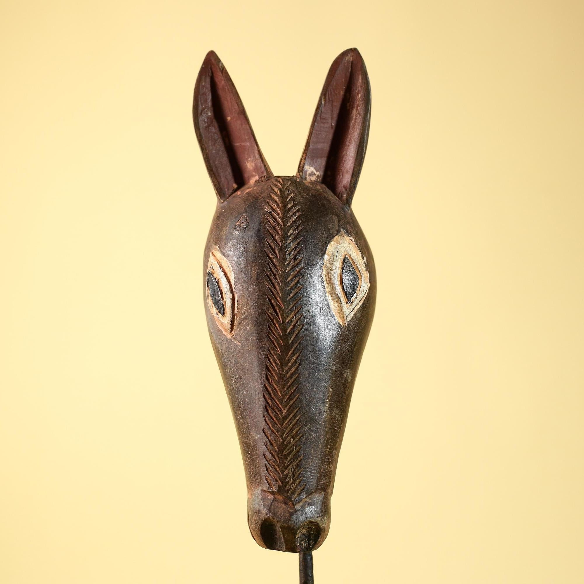 African Antelope Mask – Hand Carved Tribal Wood Wall Art-G6229