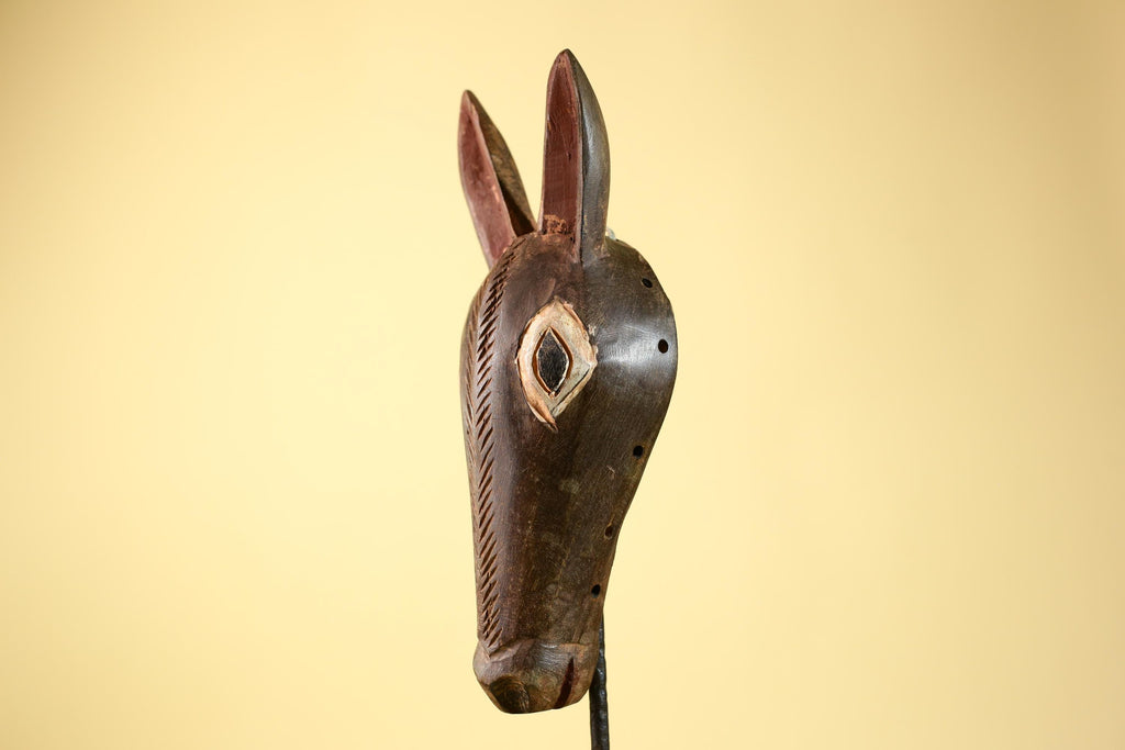 African Antelope Mask – Hand Carved Tribal Wood Wall Art-G6229