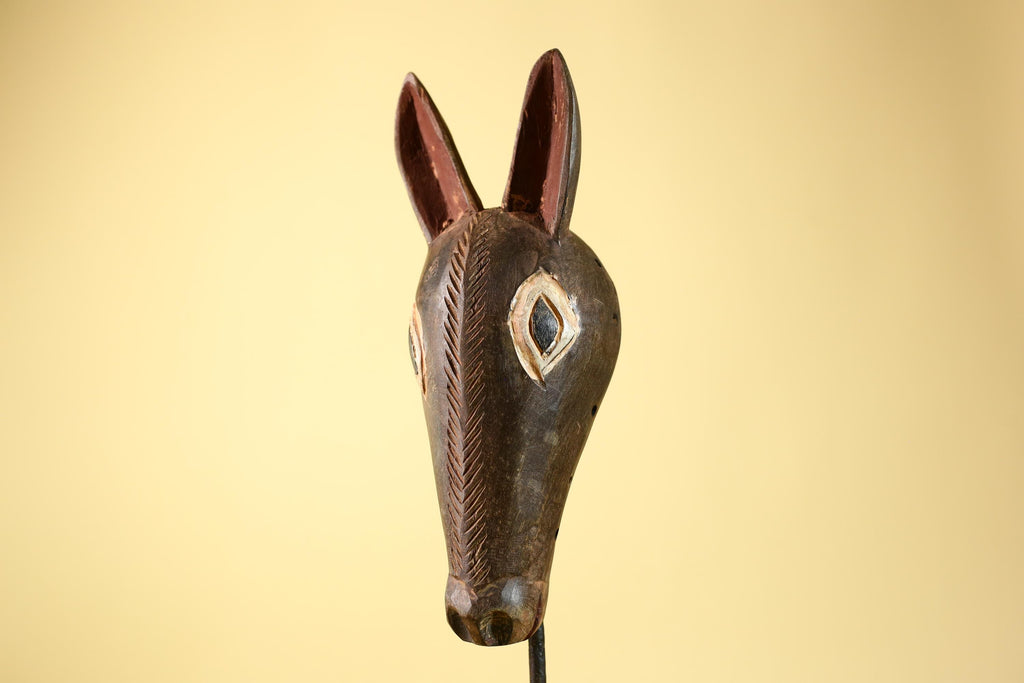 African Antelope Mask – Hand Carved Tribal Wood Wall Art-G6229