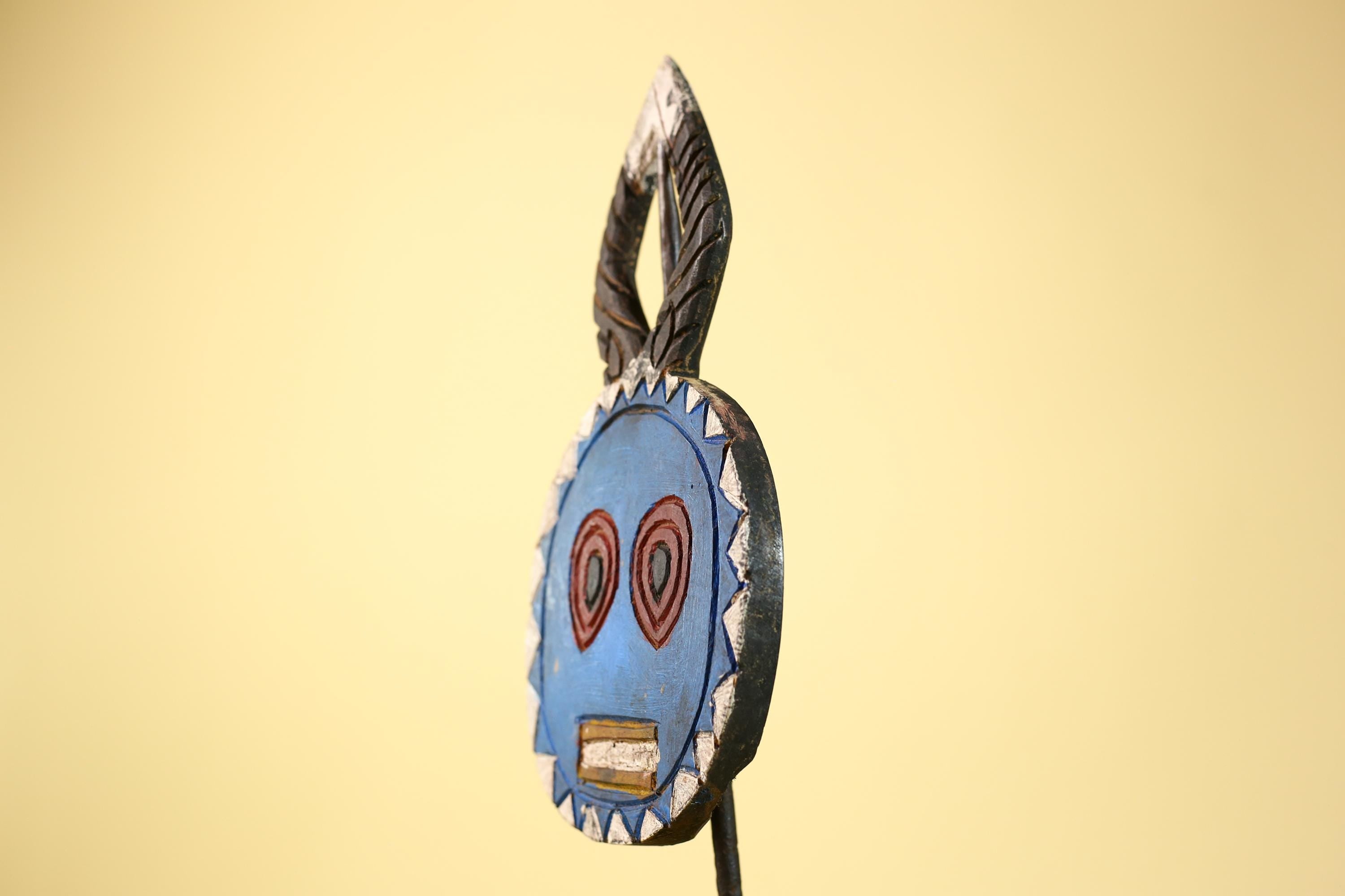 African Round Face Mask – Hand Carved Wooden Tribal Art Decor-G6230