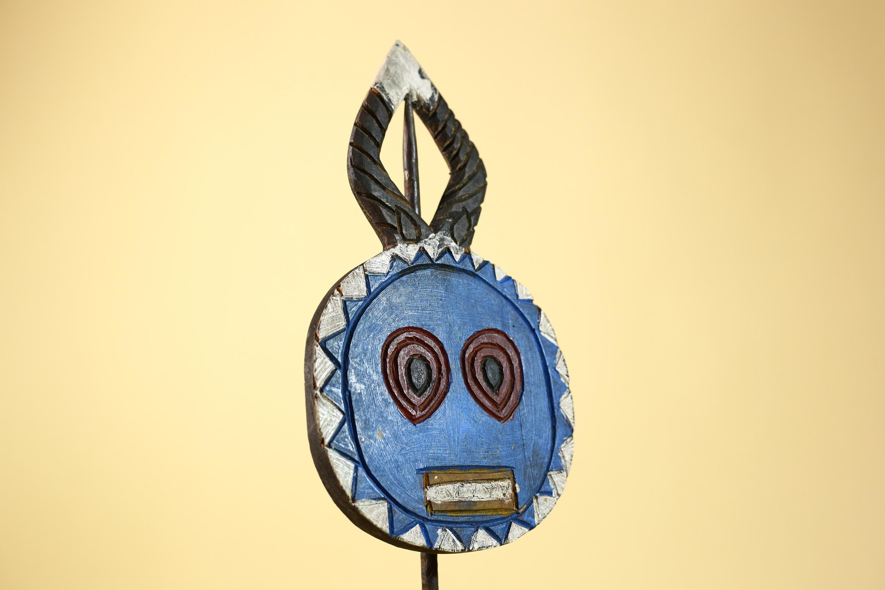 African Round Face Mask – Hand Carved Wooden Tribal Art Decor-G6230