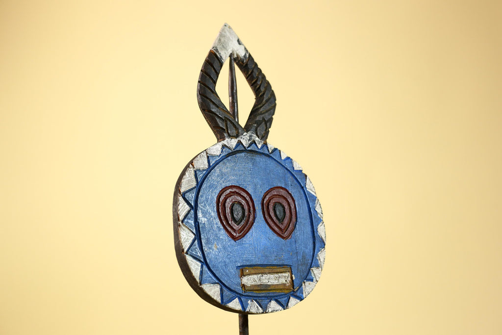 African Round Face Mask – Hand Carved Wooden Tribal Art Decor-G6230