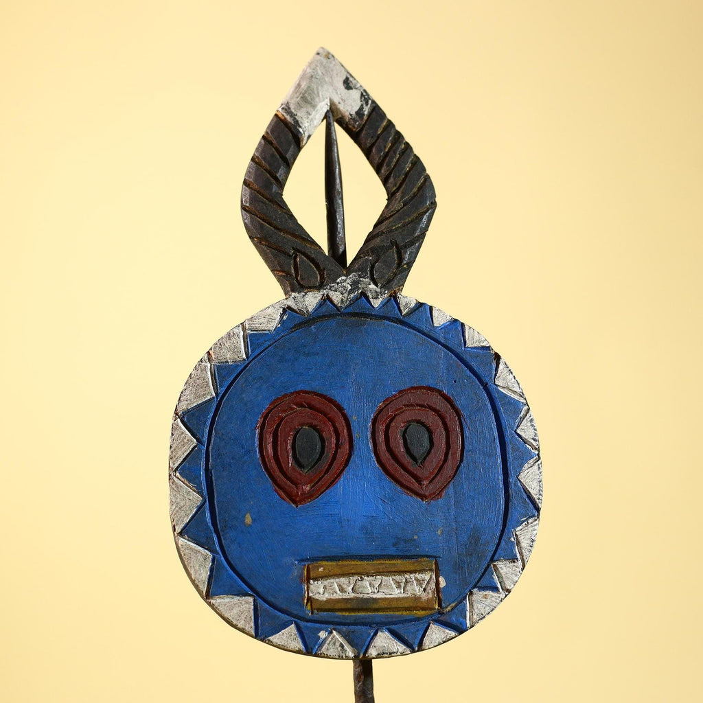 African Round Face Mask – Hand Carved Wooden Tribal Art Decor-G6230