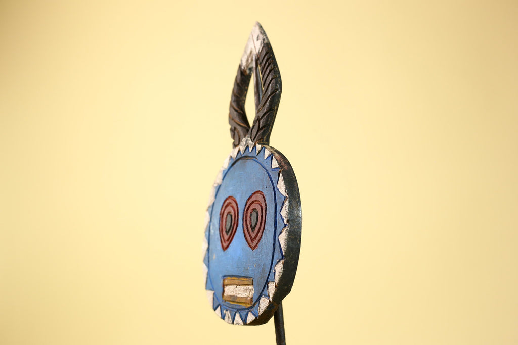 African Round Face Mask – Hand Carved Wooden Tribal Art Decor-G6230