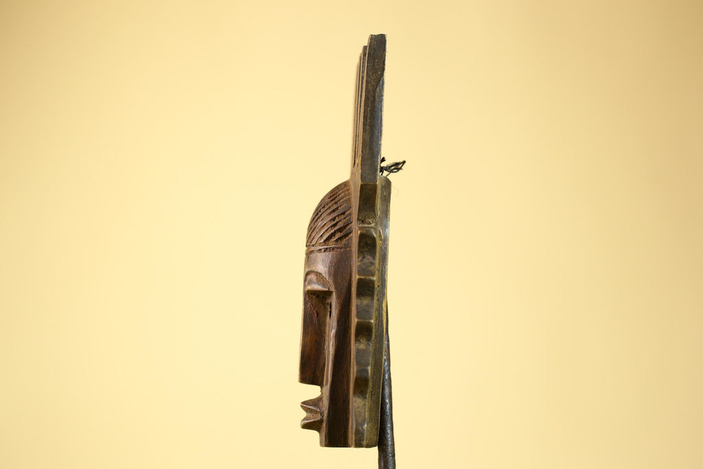 Hand Carved African Mask, Comb-Crest Wall Art – Vintage Tribal Wooden Art-G6231