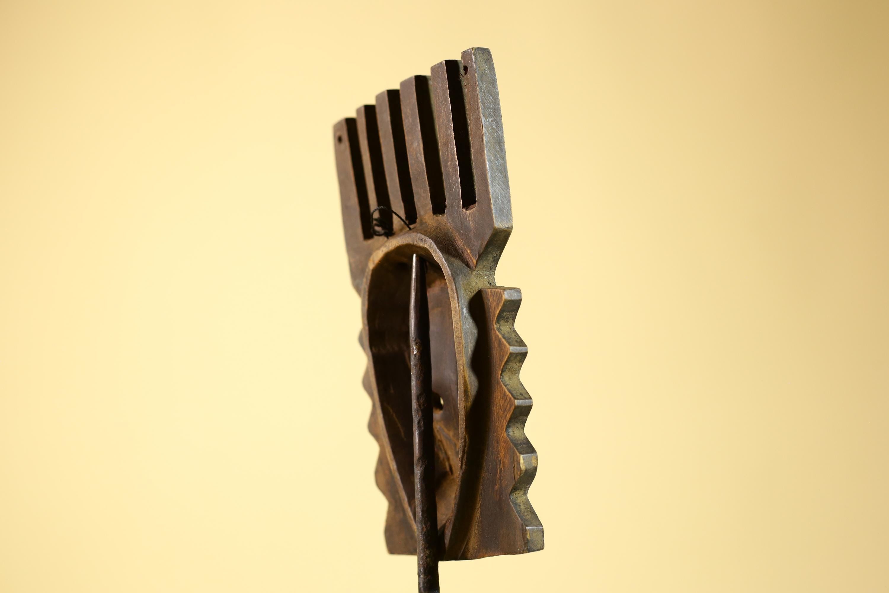 Hand Carved African Mask, Comb-Crest Wall Art – Vintage Tribal Wooden Art-G6231